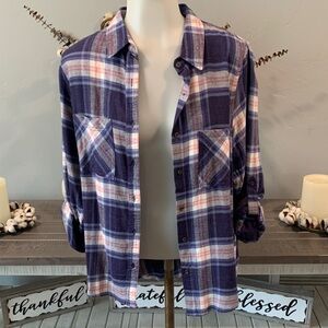 Love Tree Lavender and White Plaid Shirt